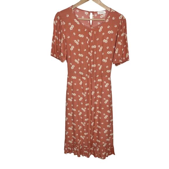 bohme Dresses & Skirts - Bohme Womens Short Sleeve Midi Dress Medium Peach Daisy Floral Cottagecore